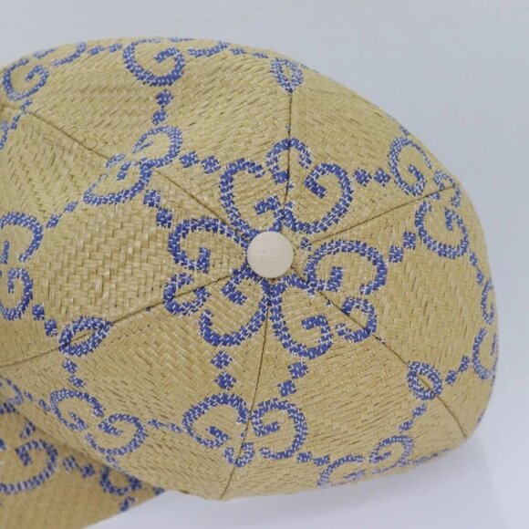 GUCCI Cap GG Canvas Raffia L size Beige 701713 Auth am6474V - Picture 3 of 16